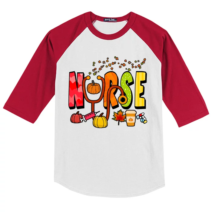 Nurse Fall Holiday Kids Colorblock Raglan Jersey