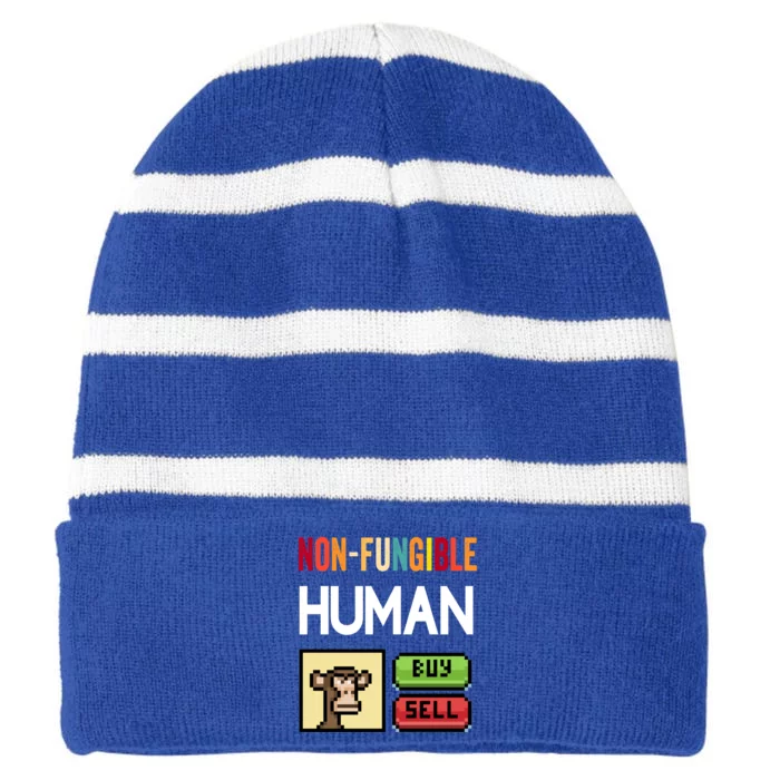 Non Fungible Hu Nft Crypto Token Digital Art Collectibles Funny Gift Striped Beanie with Solid Band