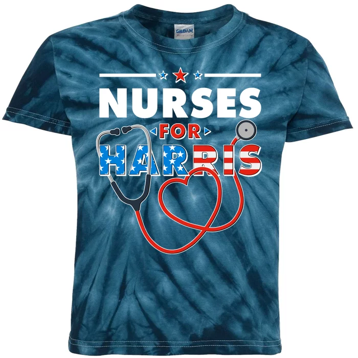 Nurses For Harris Vote Kamala Harris 2024 Election Kids Tie-Dye T-Shirt