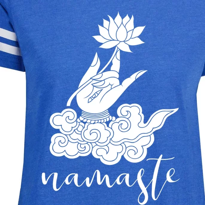 Namaste Flower Hand Cloud Meditation On Dala Zen Gift Yoga Gift Enza Ladies Jersey Football T-Shirt