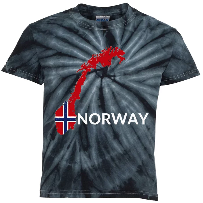 Norway Flag Hiking Holiday Norway Norwegian Flag Kids Tie-Dye T-Shirt