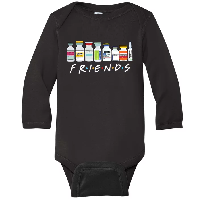 Nurse Friends Icu Propofol Crna Medical Critical Care Baby Long Sleeve Bodysuit