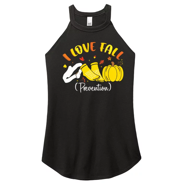 Nurse Fall I Love Fall Prevention Fall Physical Therapy Women’s Perfect Tri Rocker Tank