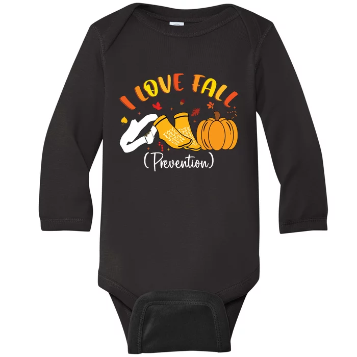 Nurse Fall I Love Fall Prevention Fall Physical Therapy Baby Long Sleeve Bodysuit