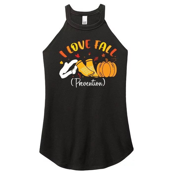 Nurse Fall I Love Fall Prevention Fall Physical Therapy Women’s Perfect Tri Rocker Tank