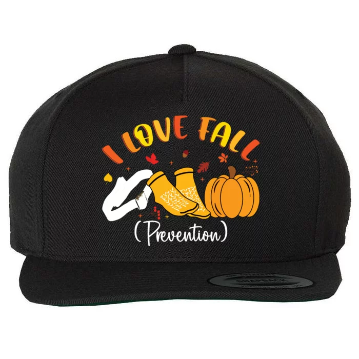 Nurse Fall I Love Fall Prevention Fall Physical Therapy Wool Snapback Cap