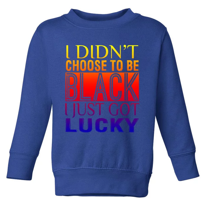 Novelty Funny I Didn't Choose To Be Black I Just Got Lucky Cool Gift Toddler Sweatshirt