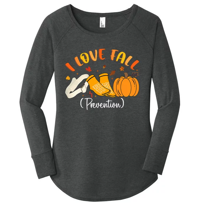 Nurse Fall I Love Fall Prevention Fall Physical Therapy Women's Perfect Tri Tunic Long Sleeve Shirt