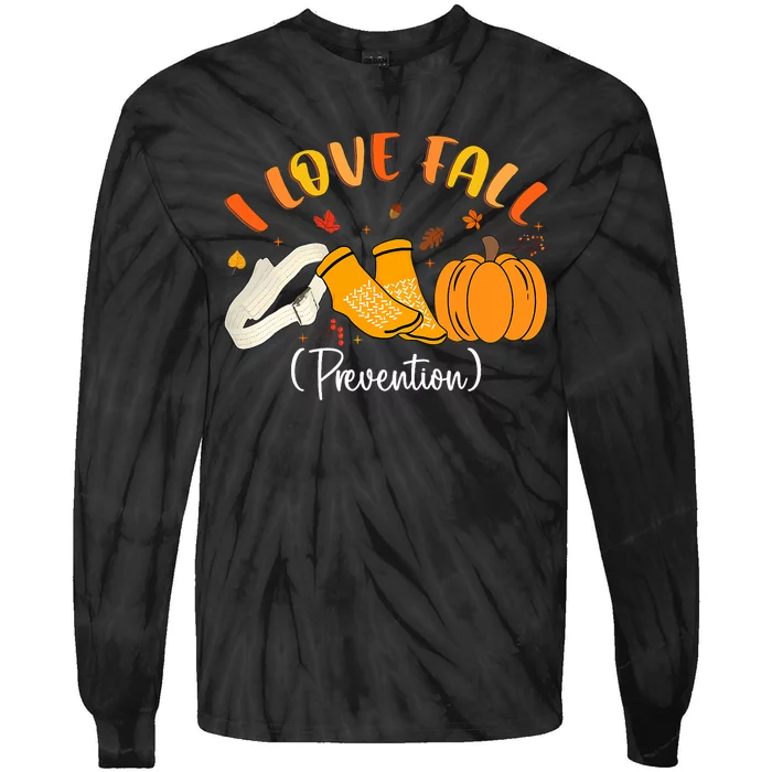 Nurse Fall I Love Fall Prevention Fall Physical Therapy Tie-Dye Long Sleeve Shirt