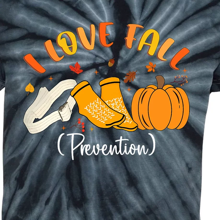 Nurse Fall I Love Fall Prevention Fall Physical Therapy Kids Tie-Dye T-Shirt