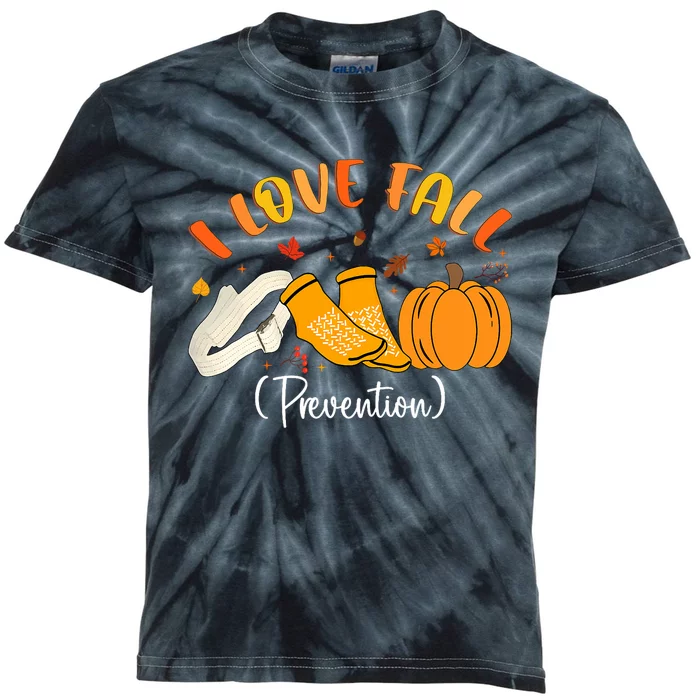 Nurse Fall I Love Fall Prevention Fall Physical Therapy Kids Tie-Dye T-Shirt