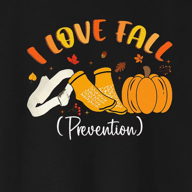 Nurse Fall I Love Fall Prevention Fall Physical Therapy Gift Women's Crop Top Tee