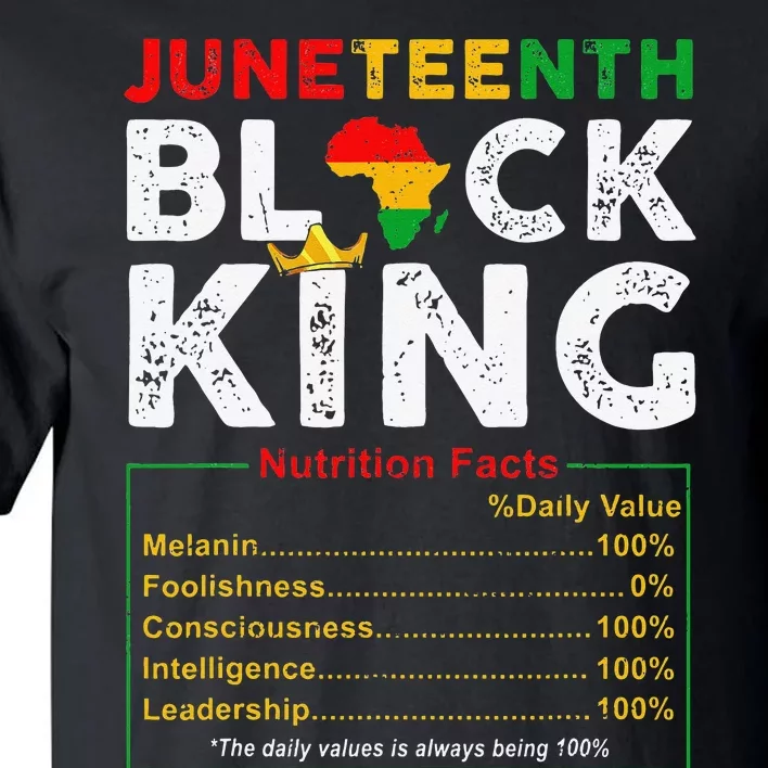 Nutritional Facts Juneteenth 1865 Black King Black Queen Tall T-Shirt