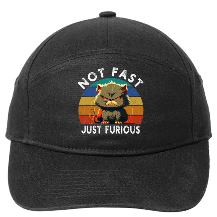 Not Fast Just Furious Retro Funny Cat Kitty Lover Sarcastic 7-Panel Snapback Hat