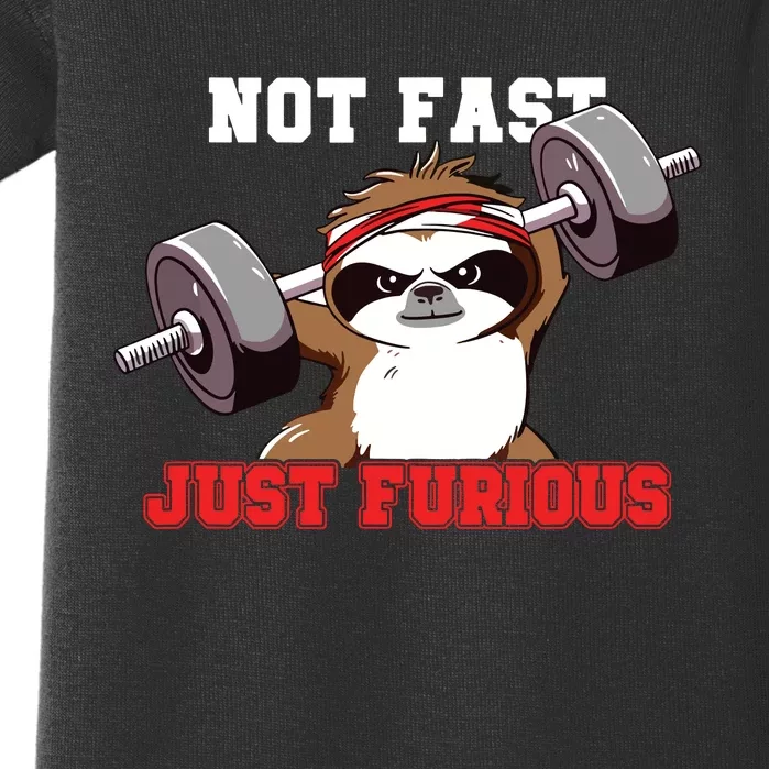 Not Fast Just Furious Weightlifting Sloth Funny Fitness Baby Bodysuit