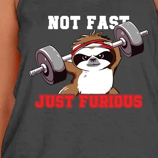 Not Fast Just Furious Weightlifting Sloth Funny Fitness Women's Knotted Racerback Tank