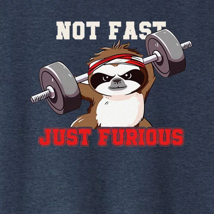 Not Fast Just Furious Weightlifting Sloth Funny Fitness Women's Crop Top Tee