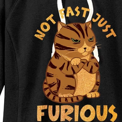 Not Fast Just Furious Funny Cute Grumpy Fat Cat Pet Lovers Women's Fleece Hoodie