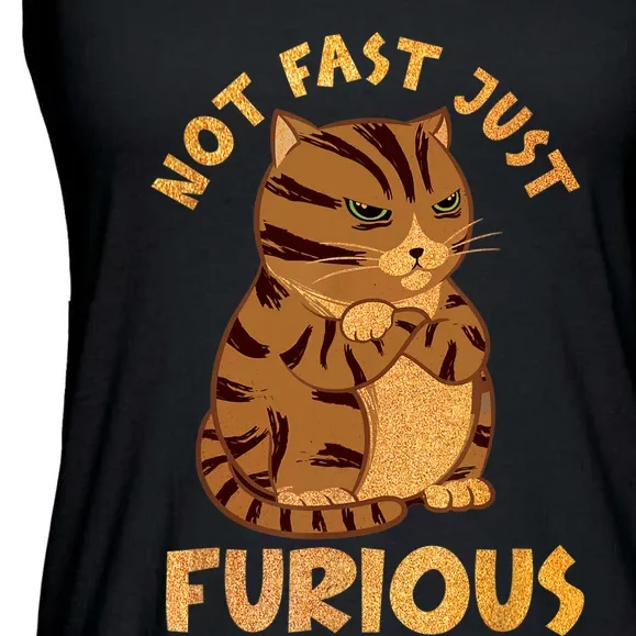 Not Fast Just Furious Funny Cute Grumpy Fat Cat Pet Lovers Ladies Essential Flowy Tank