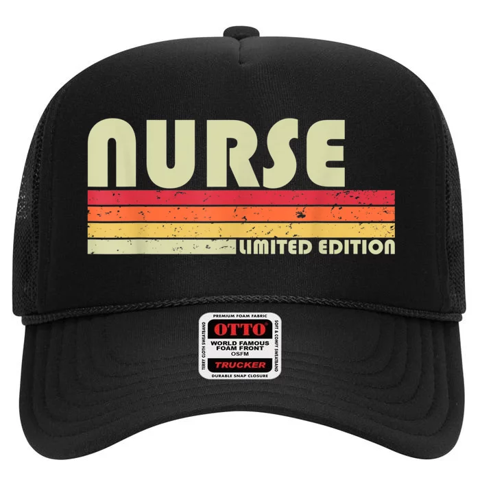 NURSE Funny Job Title Profession Birthday Worker Idea High Crown Mesh Trucker Hat