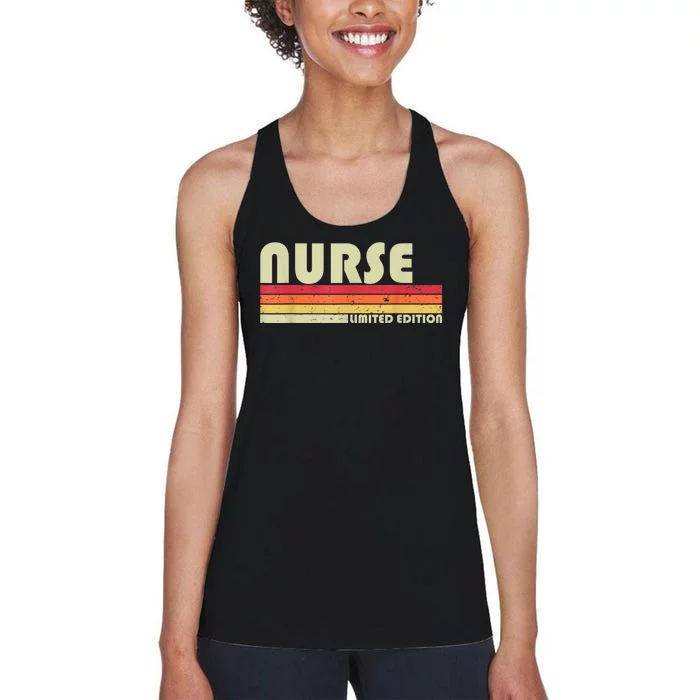 NURSE Funny Job Title Profession Birthday Worker Idea Women's Racerback Tank