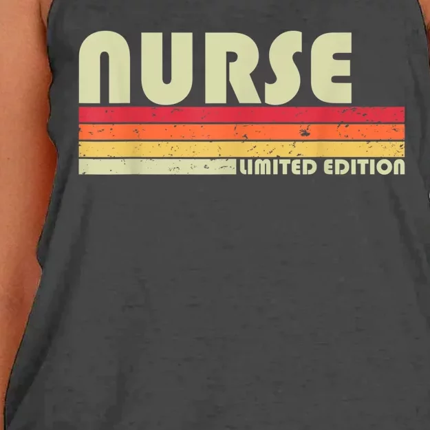 NURSE Funny Job Title Profession Birthday Worker Idea Women's Knotted Racerback Tank