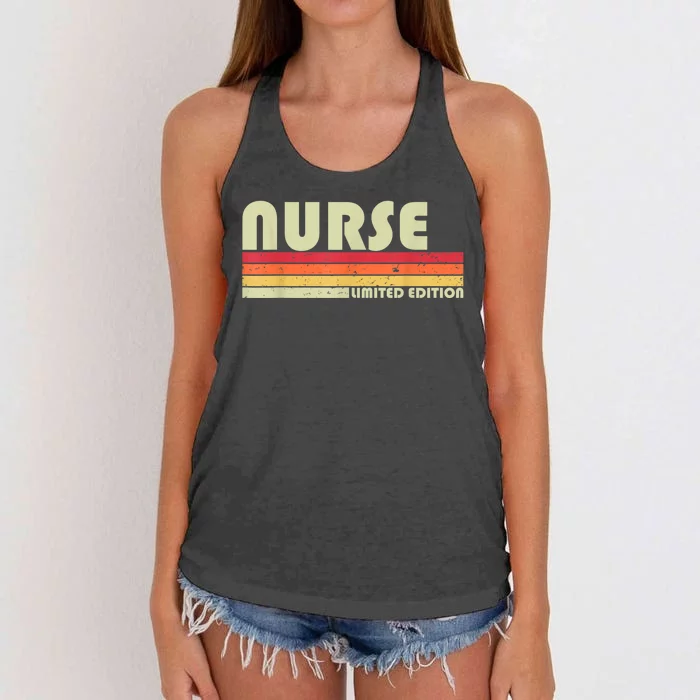 NURSE Funny Job Title Profession Birthday Worker Idea Women's Knotted Racerback Tank