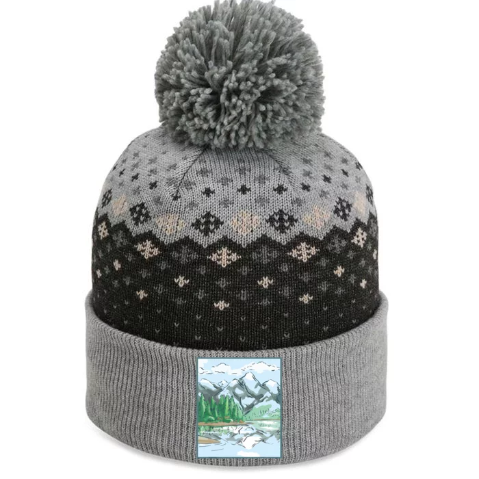 Nature Forest Lake Mountain Landscape The Baniff Cuffed Pom Beanie