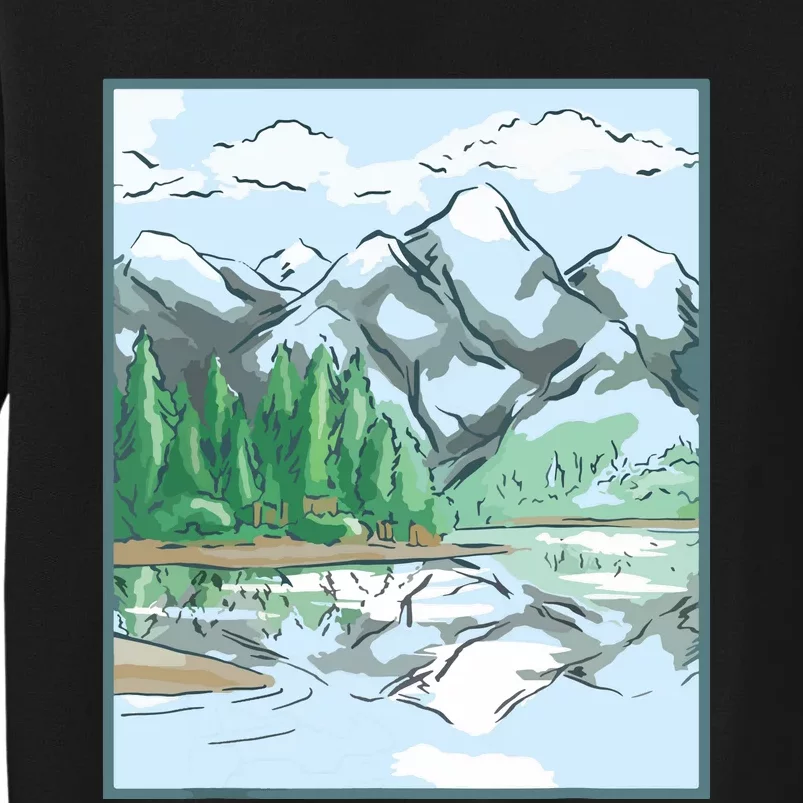 Nature Forest Lake Mountain Landscape Tall Sweatshirt