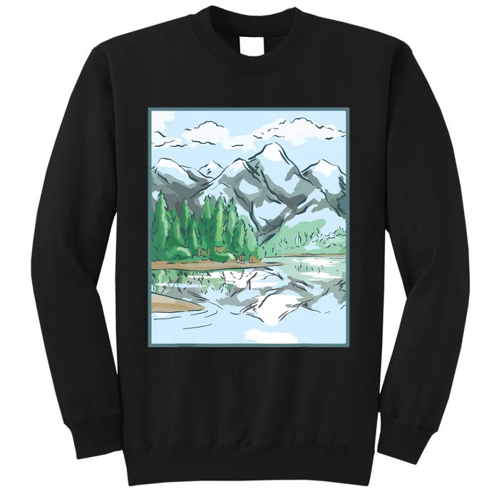 Nature Forest Lake Mountain Landscape Tall Sweatshirt