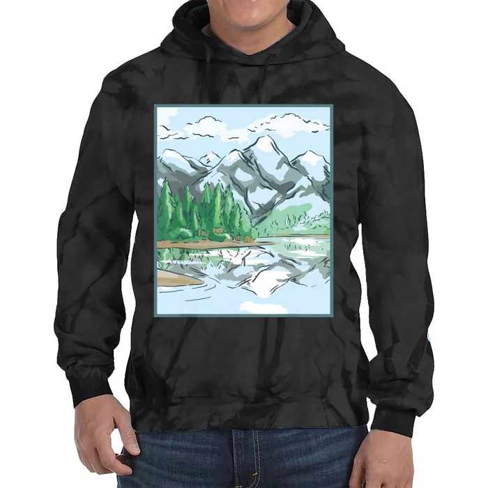 Nature Forest Lake Mountain Landscape Tie Dye Hoodie