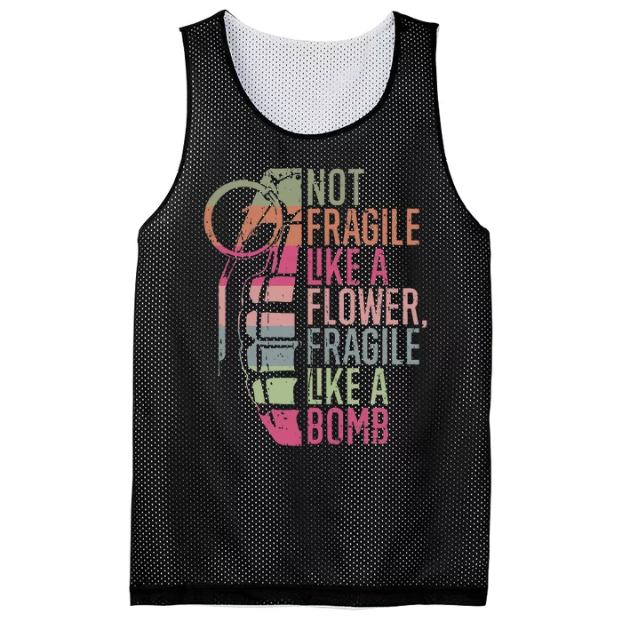 Not Fragile Like a Flower Fragile Like a Bomb Mesh Reversible Basketball Jersey Tank