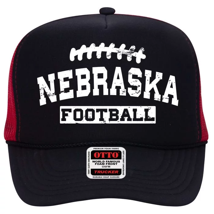 Nebraska Football Lace Logo High Crown Mesh Trucker Hat