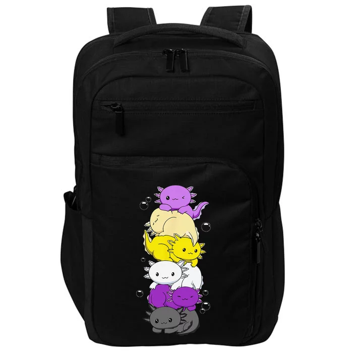 Nonbinary Flag LGBTQ Kawaii Axolotl Pile Non Binary Flag Impact Tech Backpack