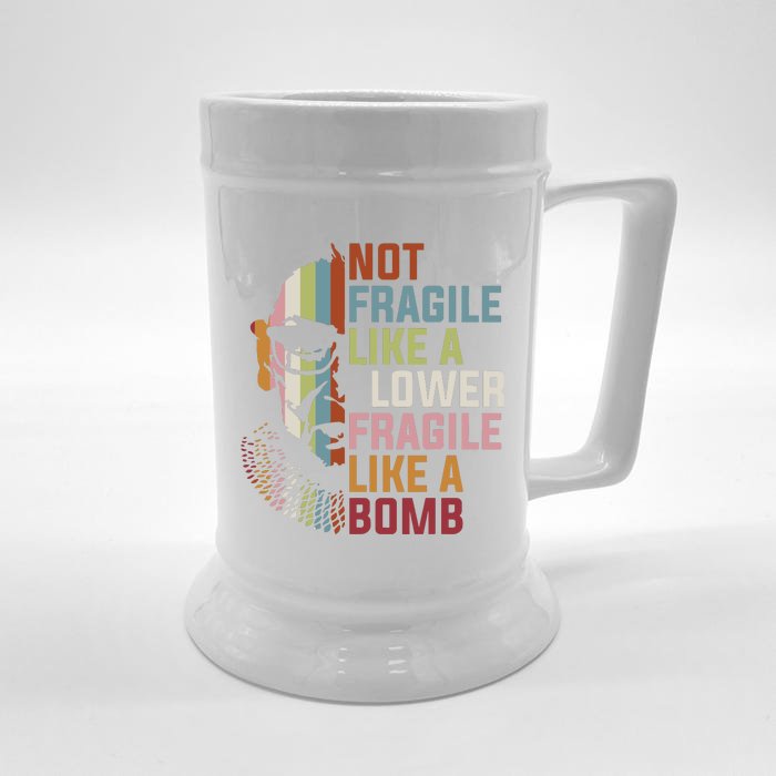 Not Fragile Like A Flower But A Bomb Ruth Bader Rbg Feminist Front & Back Beer Stein