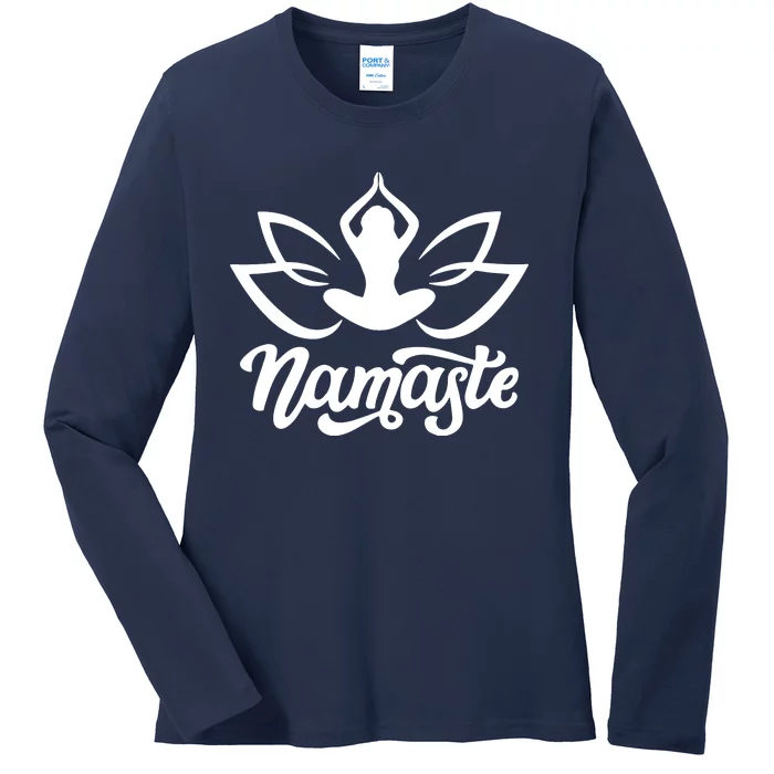 Namaste Flower Lotus Ladies Long Sleeve Shirt