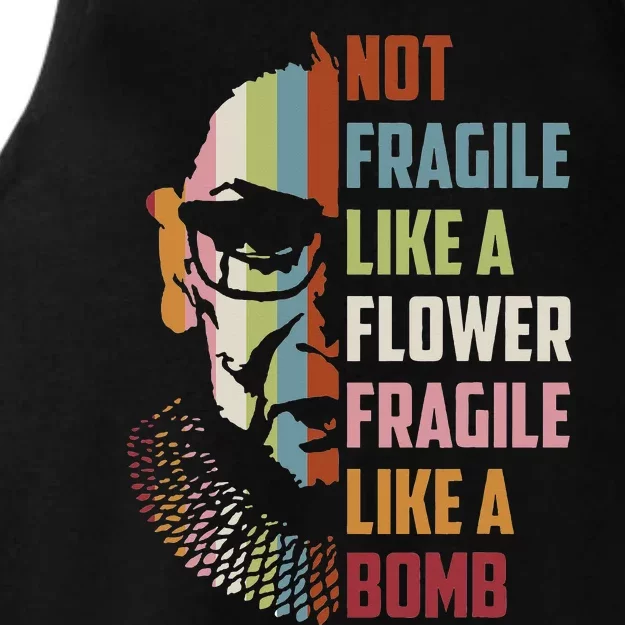 Not Fragile Like A Flower But A Bomb Ruth Bader RBG Feminist Ladies Tri-Blend Wicking Tank