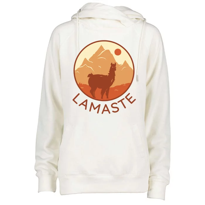 Namaste Funny Llama Yoga Womens Funnel Neck Pullover Hood