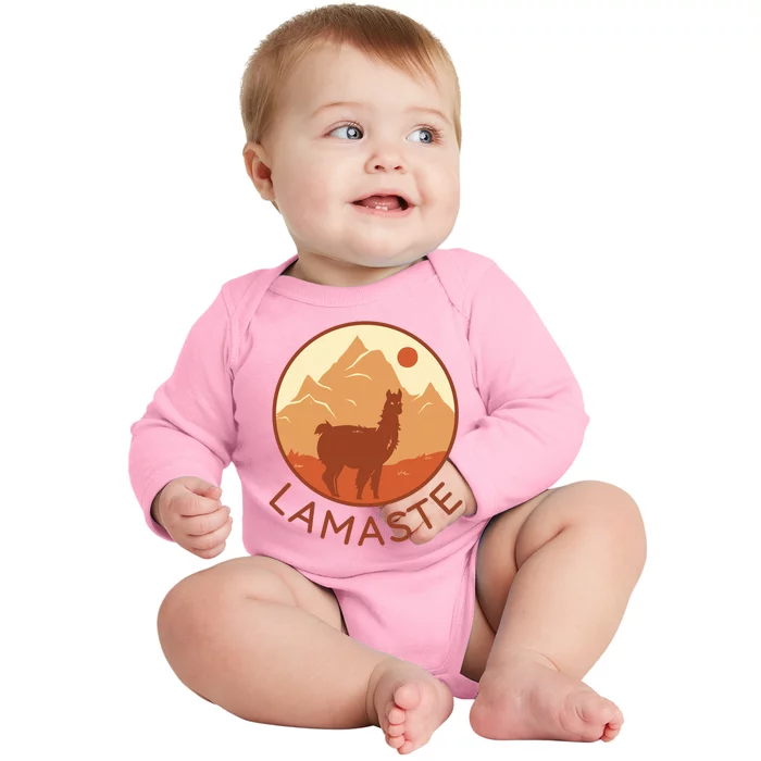 Namaste Funny Llama Yoga Baby Long Sleeve Bodysuit