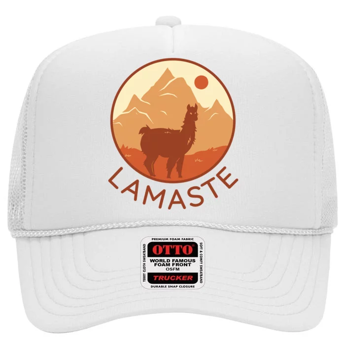 Namaste Funny Llama Yoga High Crown Mesh Trucker Hat