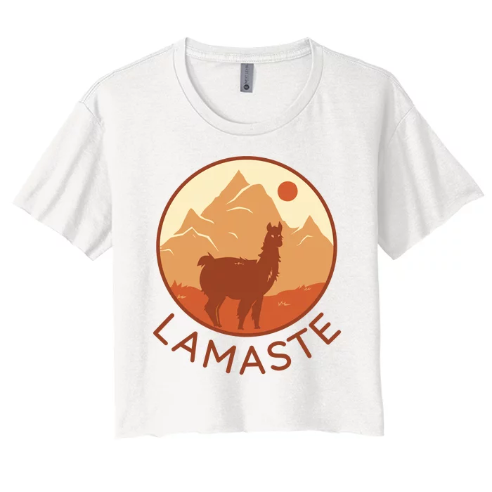 Namaste Funny Llama Yoga Women's Crop Top Tee