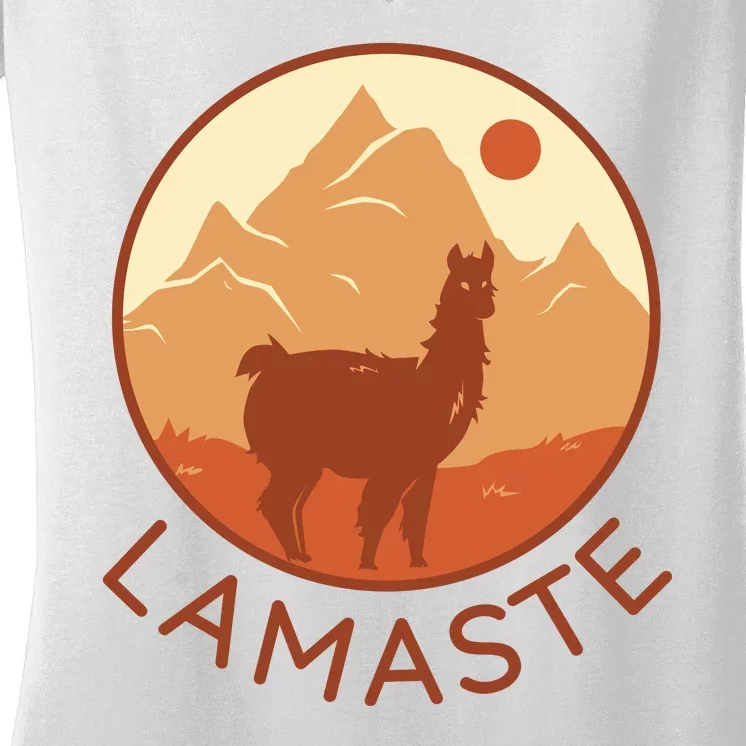 Namaste Funny Llama Yoga Women's V-Neck T-Shirt