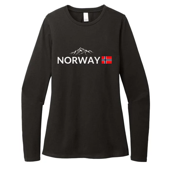 Norway Flag Mountain Outdoor Trip In Norway Womens CVC Long Sleeve Shirt