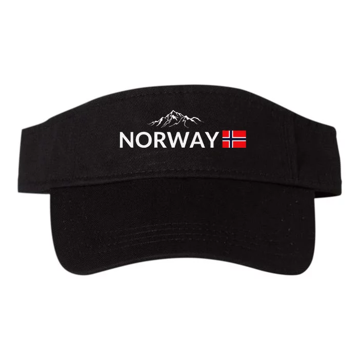 Norway Flag Mountain Outdoor Trip In Norway Valucap Bio-Washed Visor