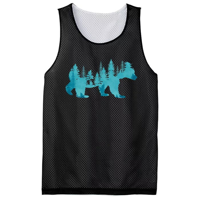 Nature Forest Mountains Trees Wildlife Animal Brown Bear Mesh Reversible Basketball Jersey Tank