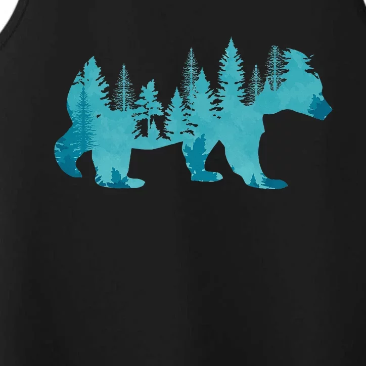 Nature Forest Mountains Trees Wildlife Animal Brown Bear Performance Tank