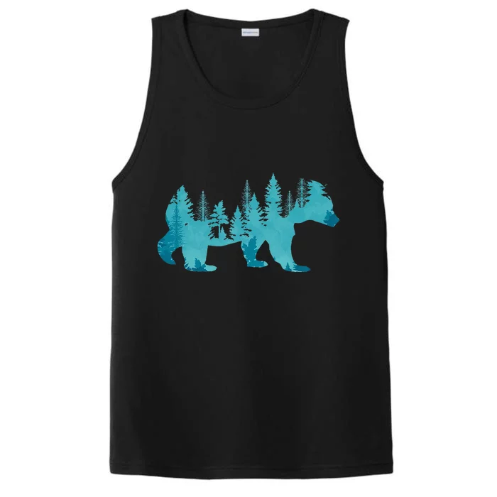 Nature Forest Mountains Trees Wildlife Animal Brown Bear Performance Tank