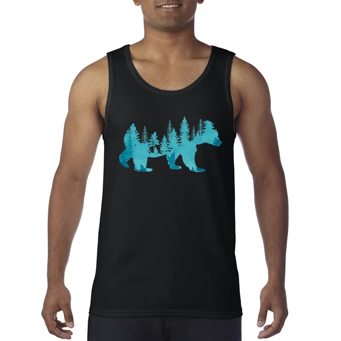 Nature Forest Mountains Trees Wildlife Animal Brown Bear Tank Top