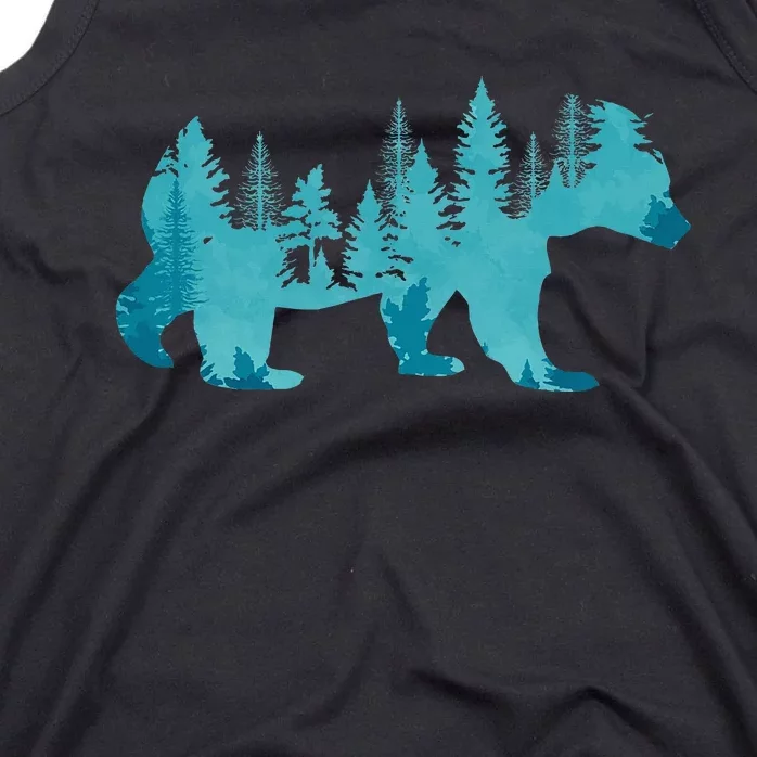 Nature Forest Mountains Trees Wildlife Animal Brown Bear Tank Top