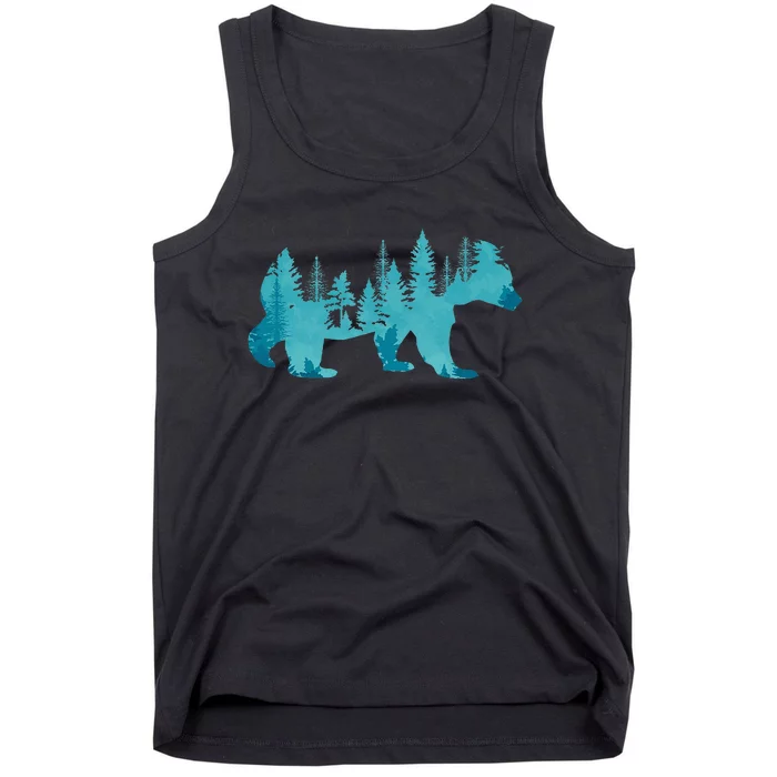 Nature Forest Mountains Trees Wildlife Animal Brown Bear Tank Top